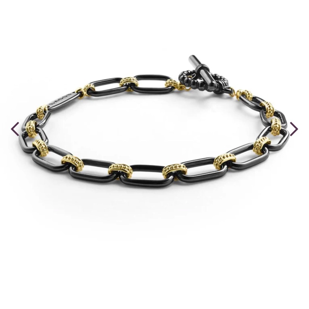 18k Gold and Black Ceramic Link Bracelet
